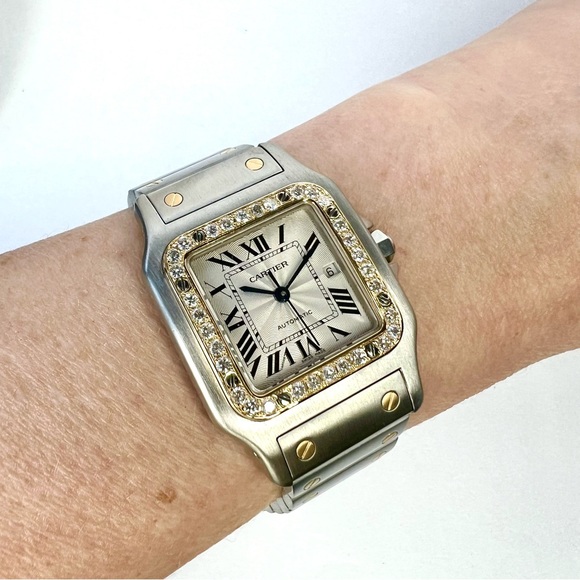 CARTIER SANTOS GALBEE 29mm Automatic 2 Tone 0.75TCW DIAMOND Watch NEW Model - Picture 3 of 11